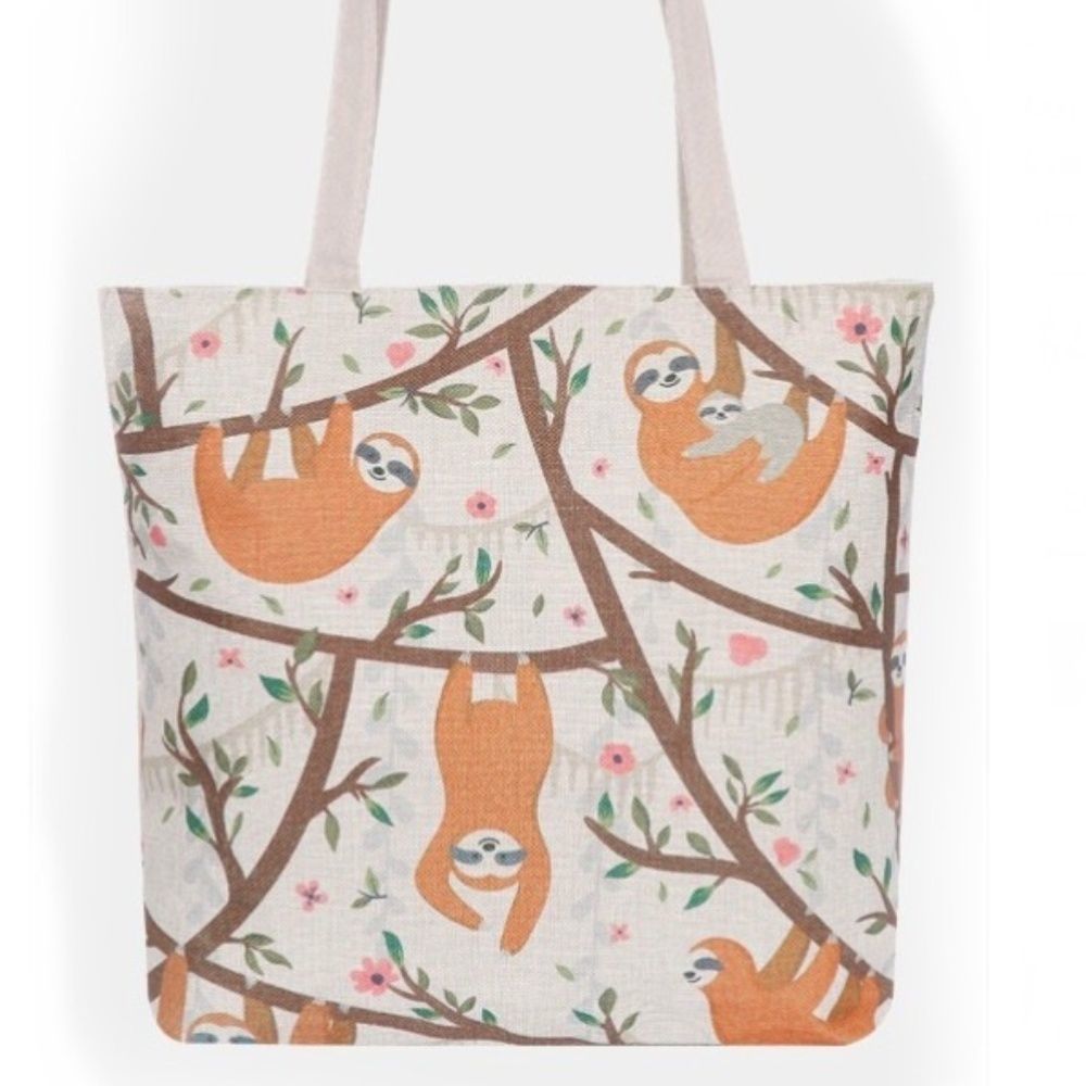 Adorable Sloth Animal Print Beach Tote Big Bag